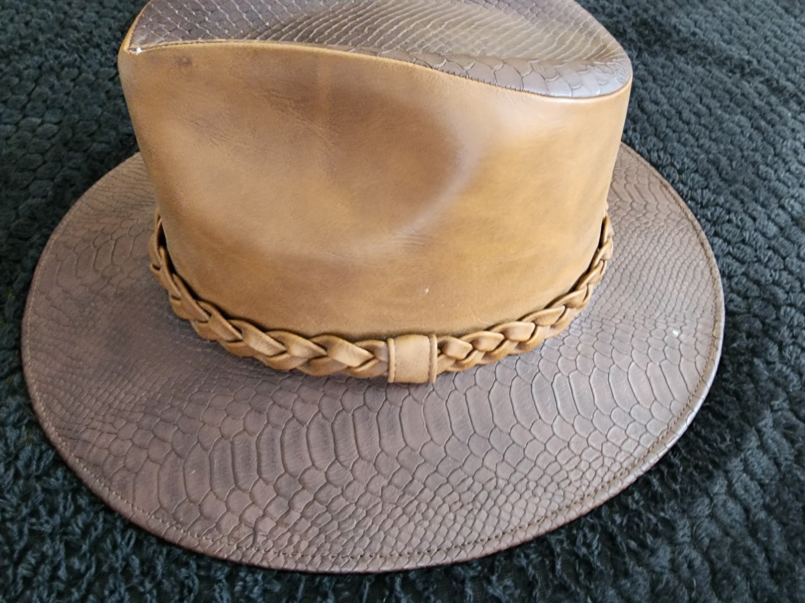 Brown Fedora Hat Adjustable Animal Print Men Classic Fall Winter Casual