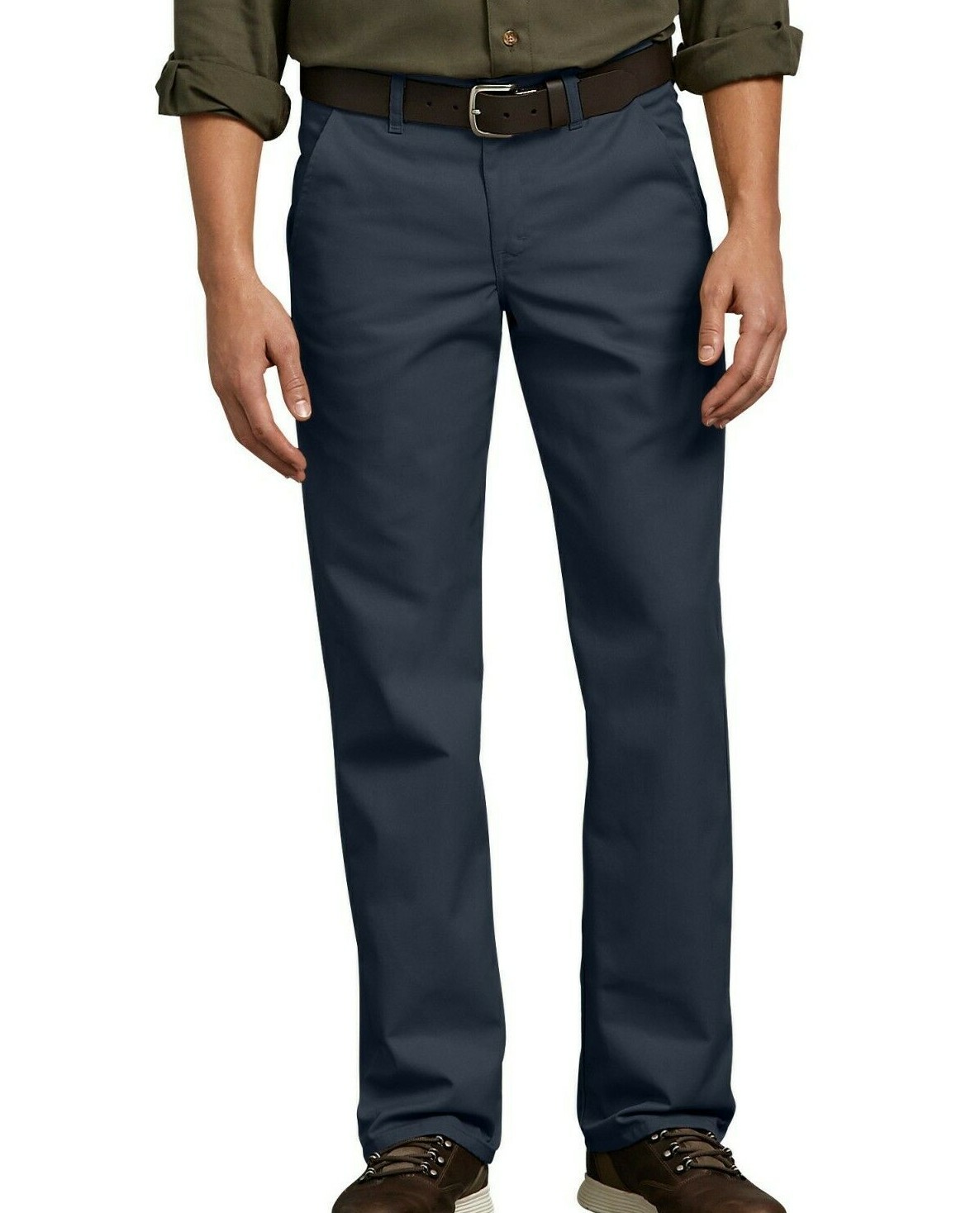 Dickies Pants Mens Flat Front Flex Straight Leg Slim Fit Navy Blue Size 40×30