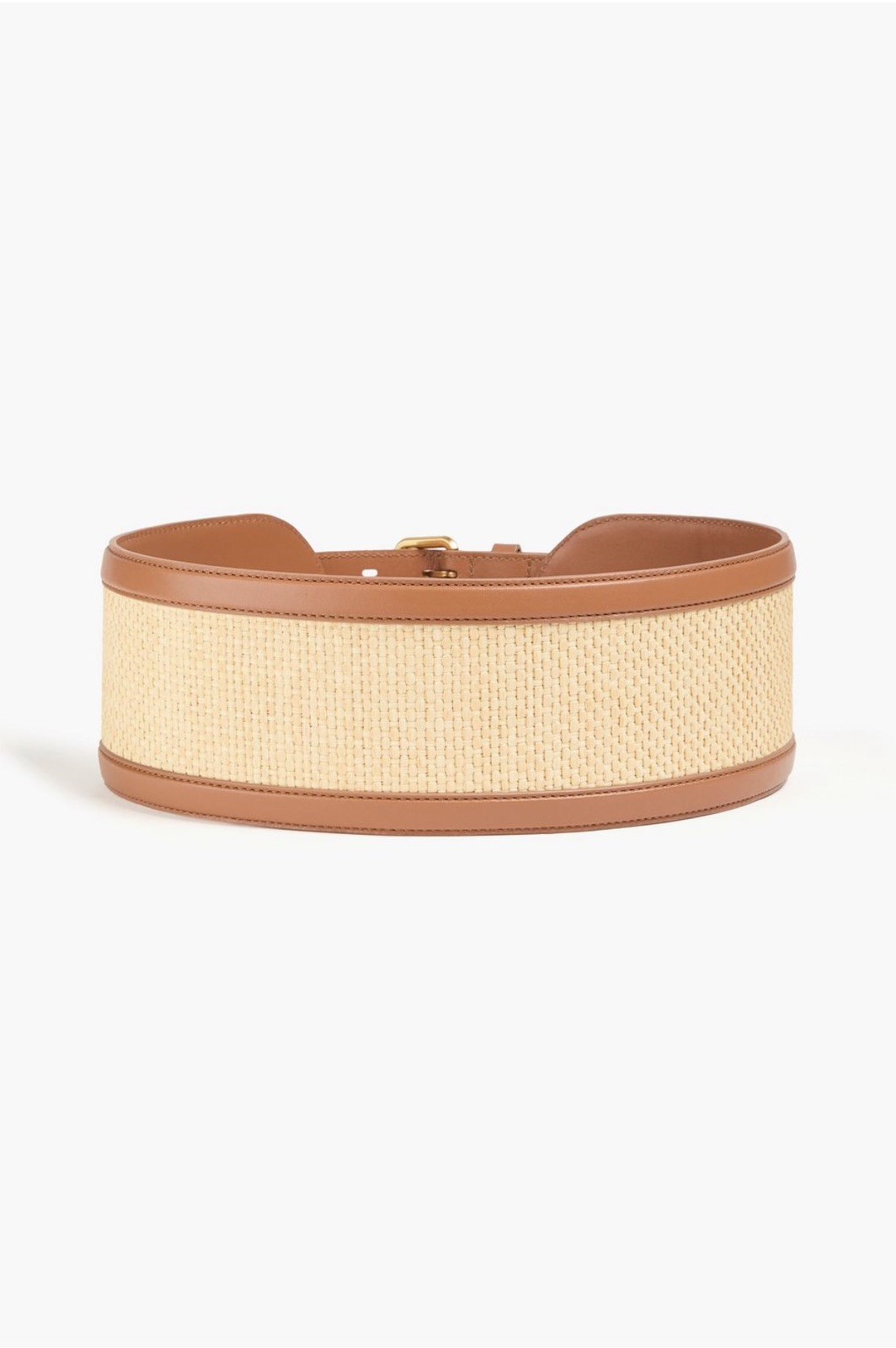 Zimmermann Raffia Belt | Double Buckle, Tan/Beige, Wide, Waist, Leather, Gold