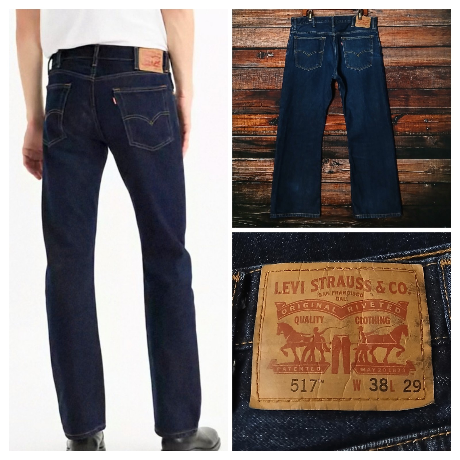 Levis Jeans 38X29 517 Boot Cut Mens Dark Wash Blue Denim 100% Cotton
