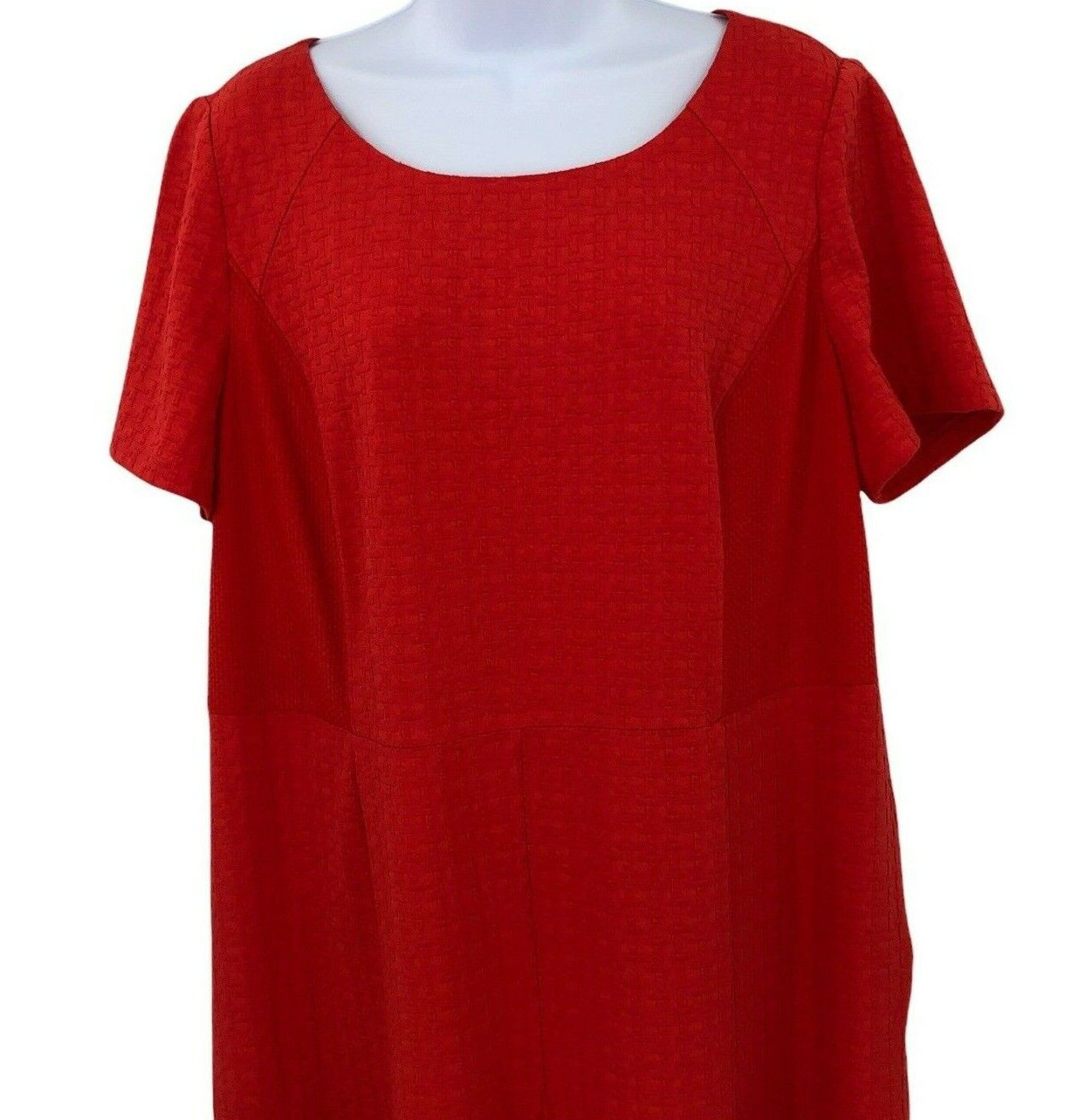 Talbots Womens Red Dress Size 14W Textured Geometric Pattern Contrast Panels