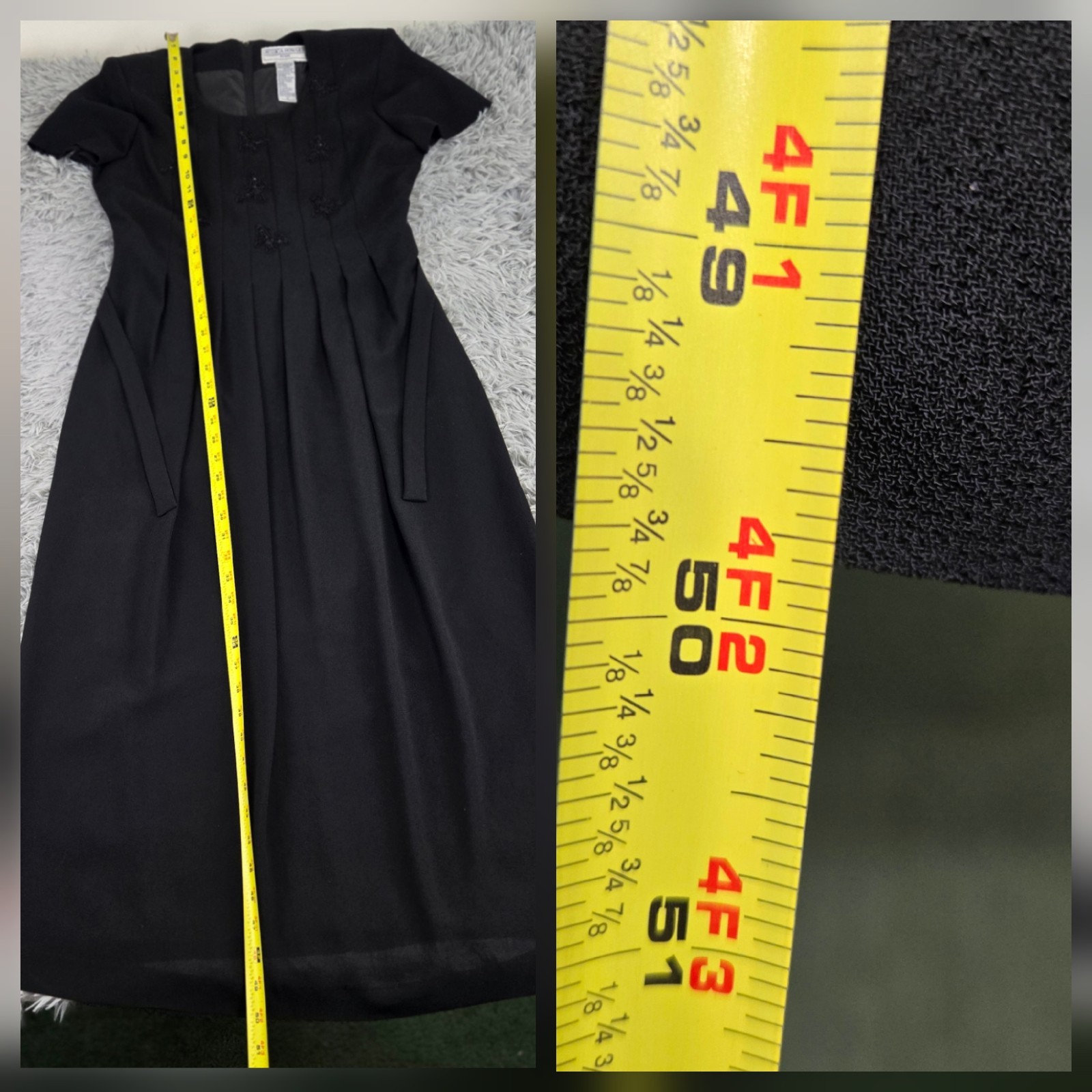 Jessica Howard Womens 8P Black Butterly Bead Cap Sleeve Pleated Maxi Dress