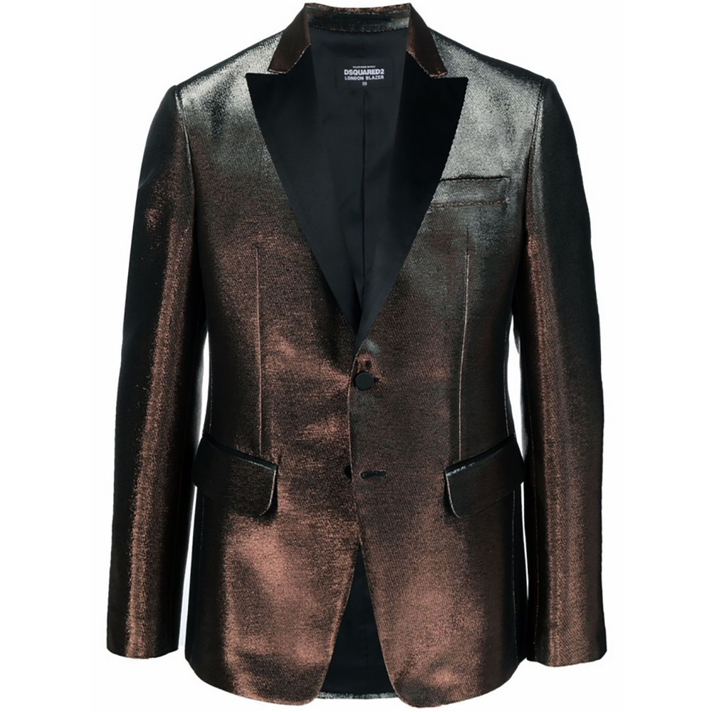 DSQUARED2 Blazer Jacket Two Tone Metallic Silk Bronze Size 48 – RP £1895.00