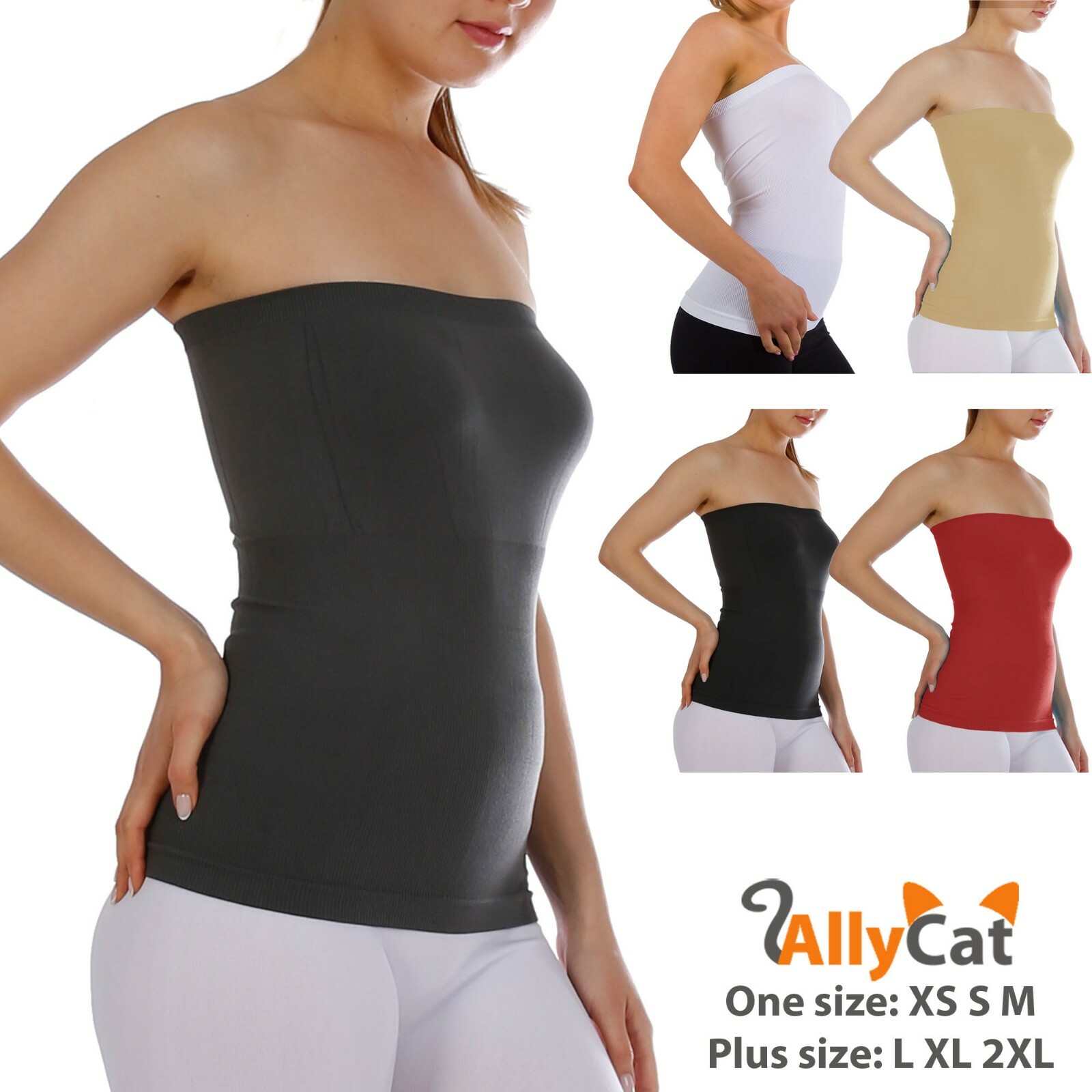 Women’s Seamless Bandeau Tube Top Ribbing Bottom Slimming Shirt Summer Beach Tee