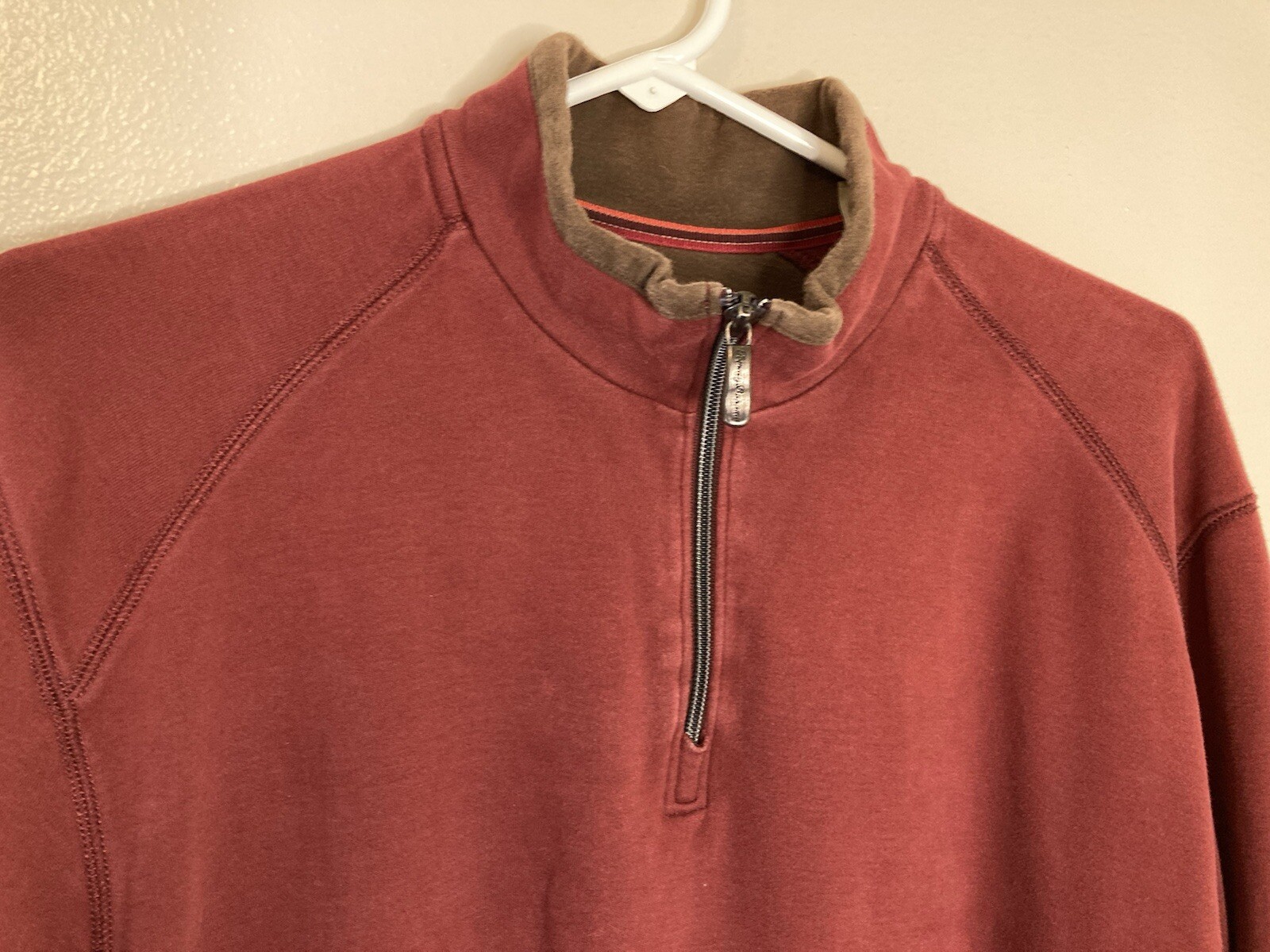 Tommy Bahama Pullover Sweater Mens Medium Red 1/4 Zip 100% Pima Cotton Mock Neck