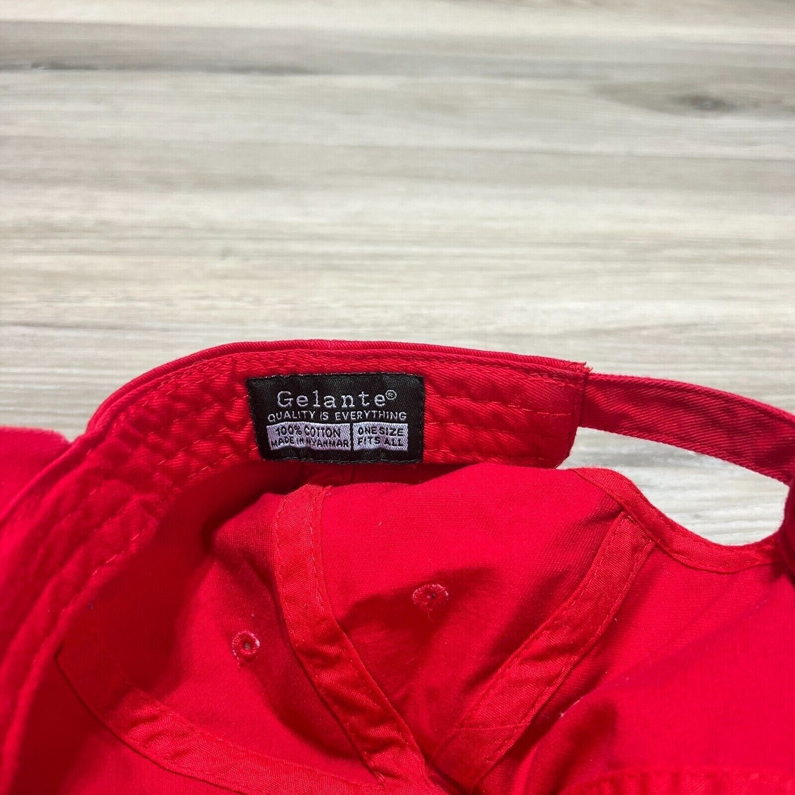 Gelante Blank Strapback Cap Hat Red Canvas Adjustable Retro Light Weight EUC