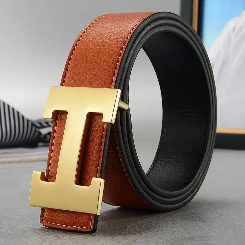 Width 3.8cm Famous Brand Belt Men Top Quality Genuine Luxury Leather Belts