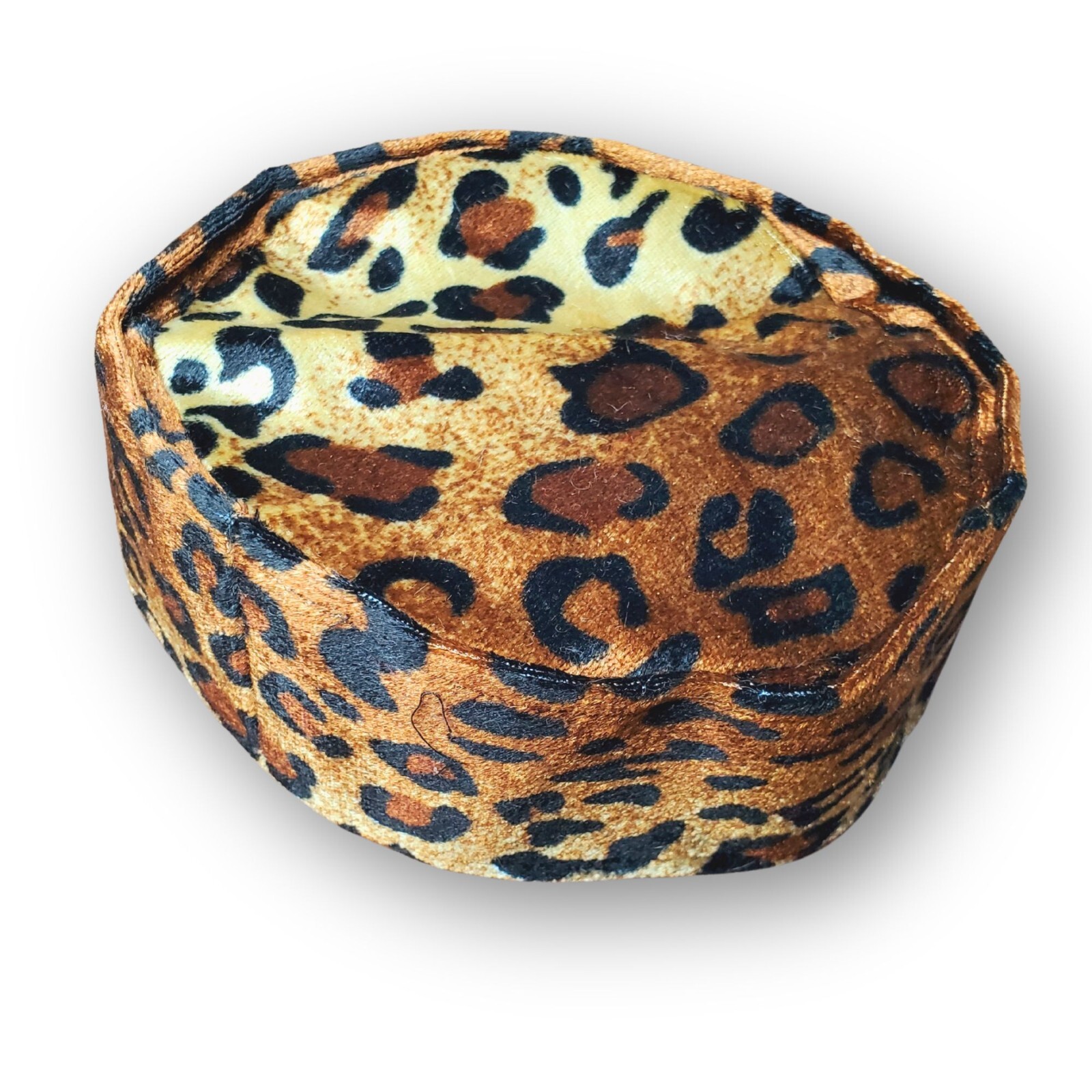 Leopard Print Velvet Cap, African Traditional Men’s Kufi Animal Print Hat