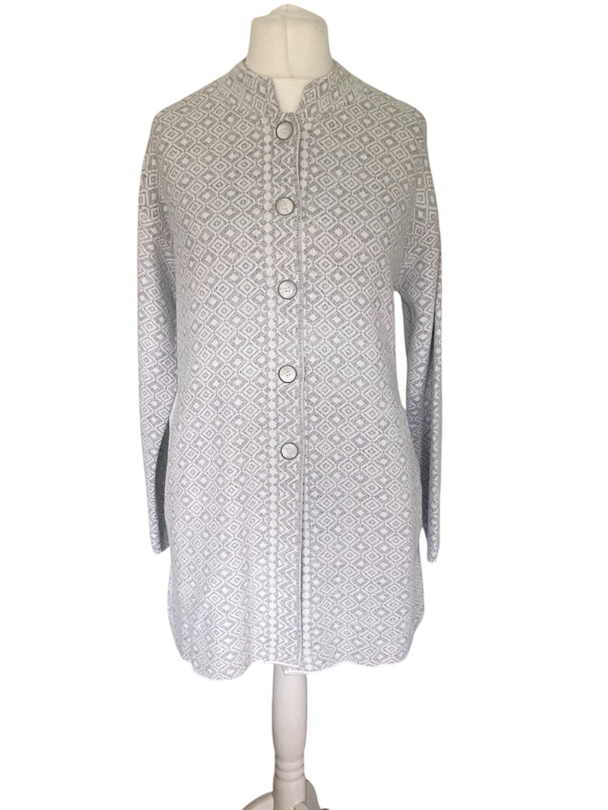 Women Knit Coat Coatigan UK 20 Long Grey Cardigan Button Smart Evening India NEW
