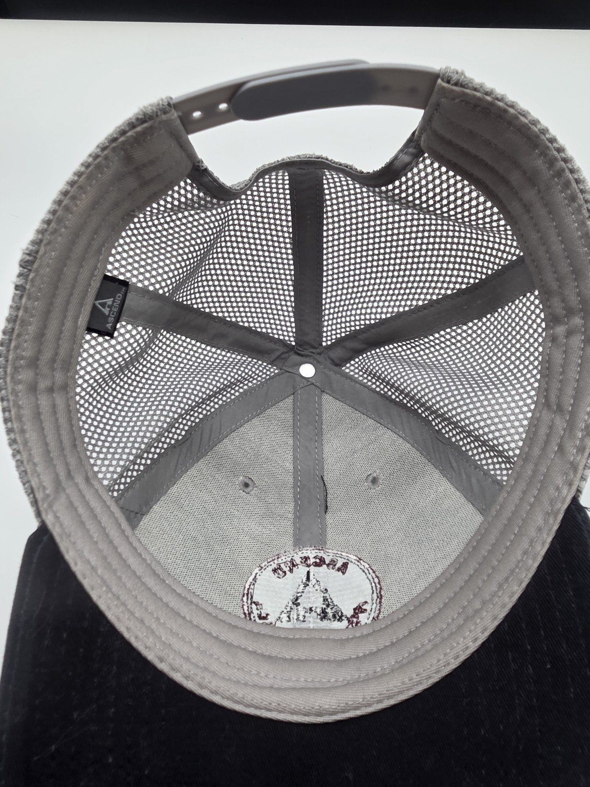 Ascend Trucker Hat Silver Black Adjustable Snap Back