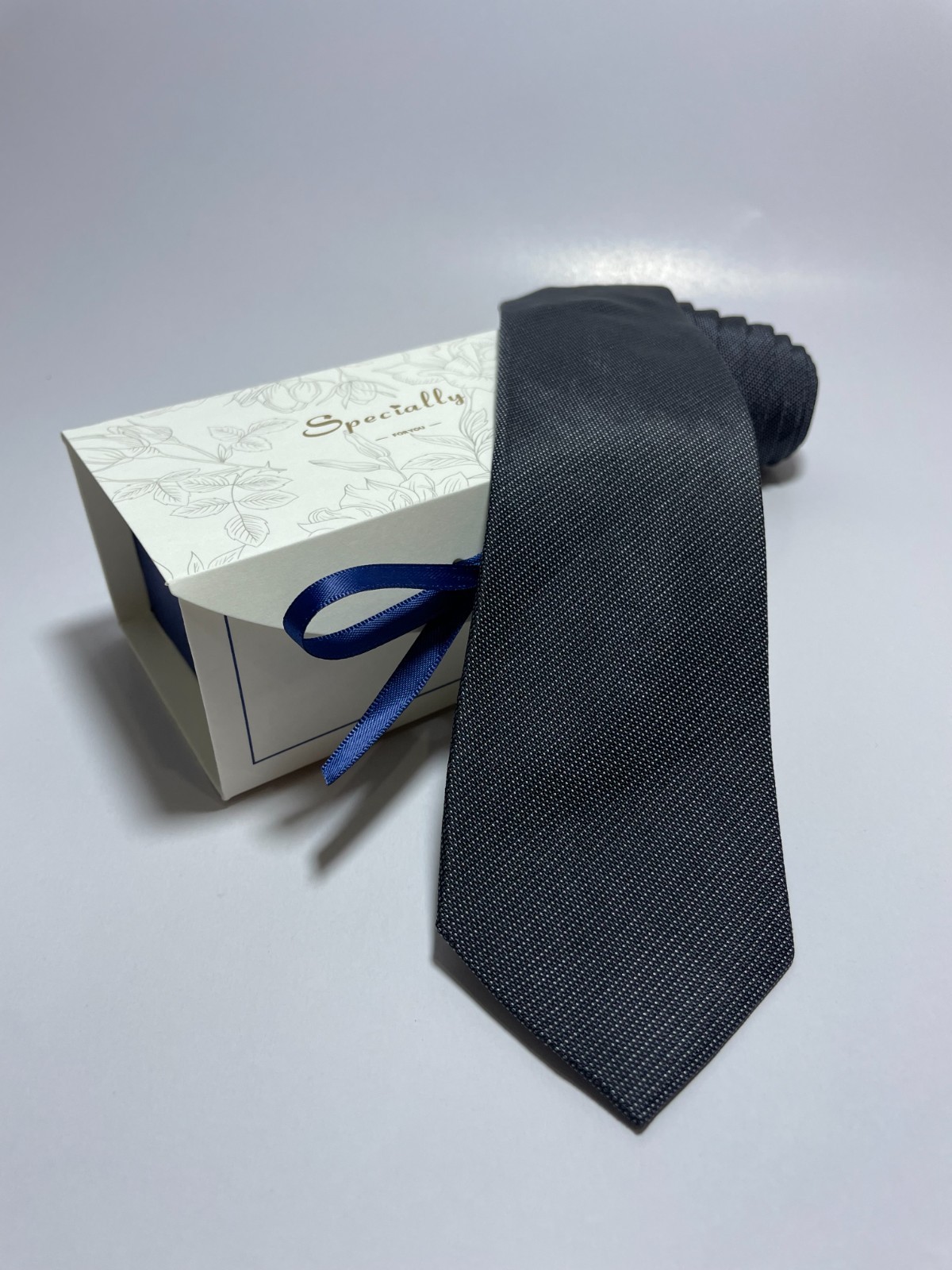 NEXT Men’s Tie, Slim, 100% Silk, Black Gray Silver, Premium GIFT BOX, Excellent
