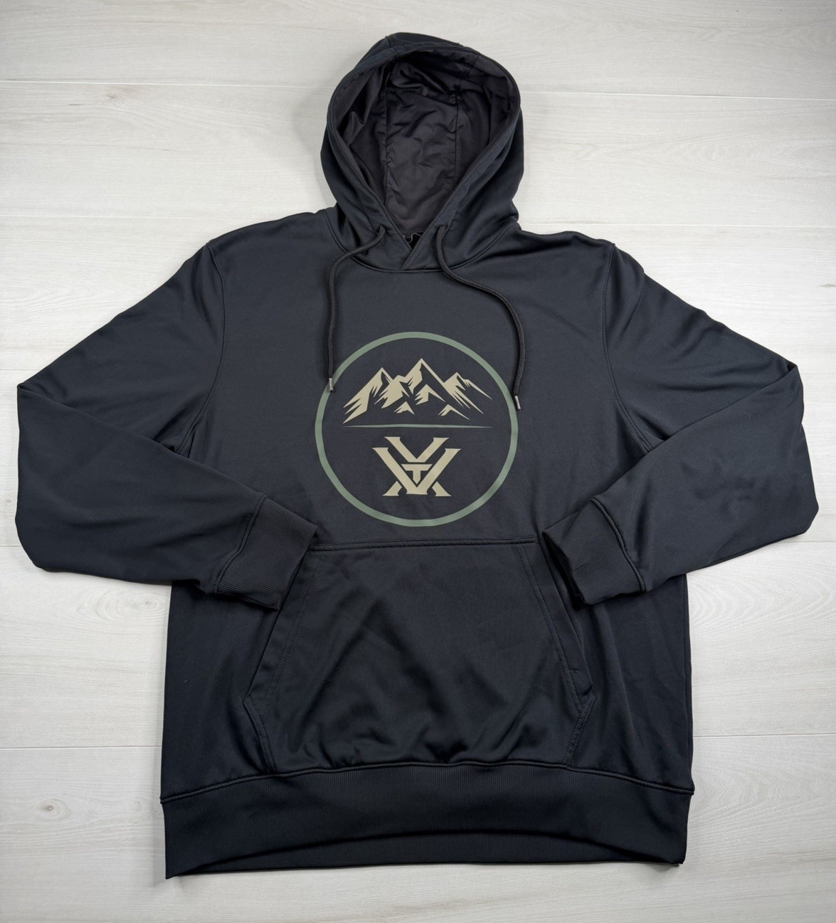 Vortex Optics Hoodie Mountain Logo Black Lightweight Pullover Sweatshirt Mens L