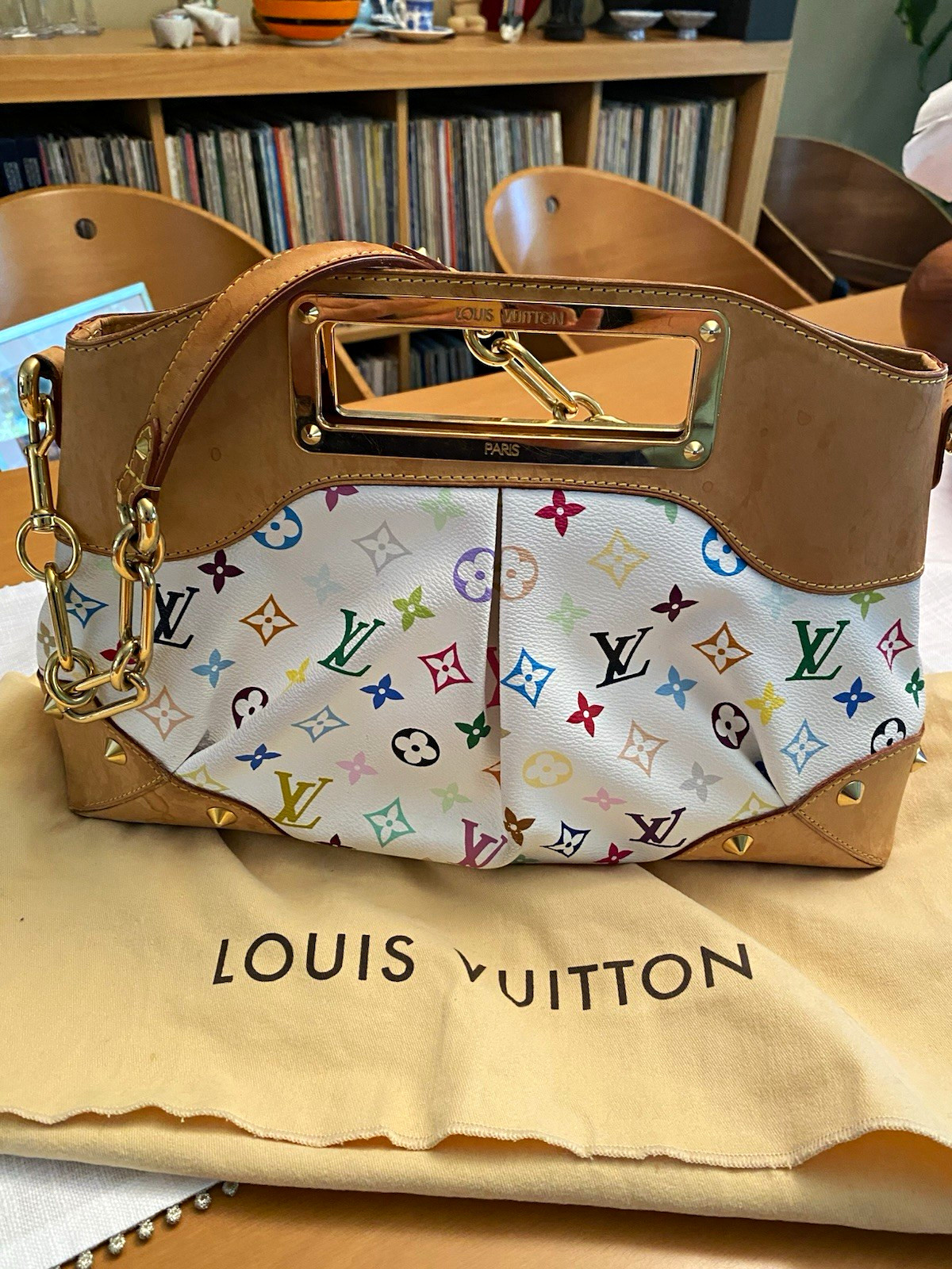 Louis Vuitton Murakami Monogram Judy Shoulder Bag w/Dusty & authentication
