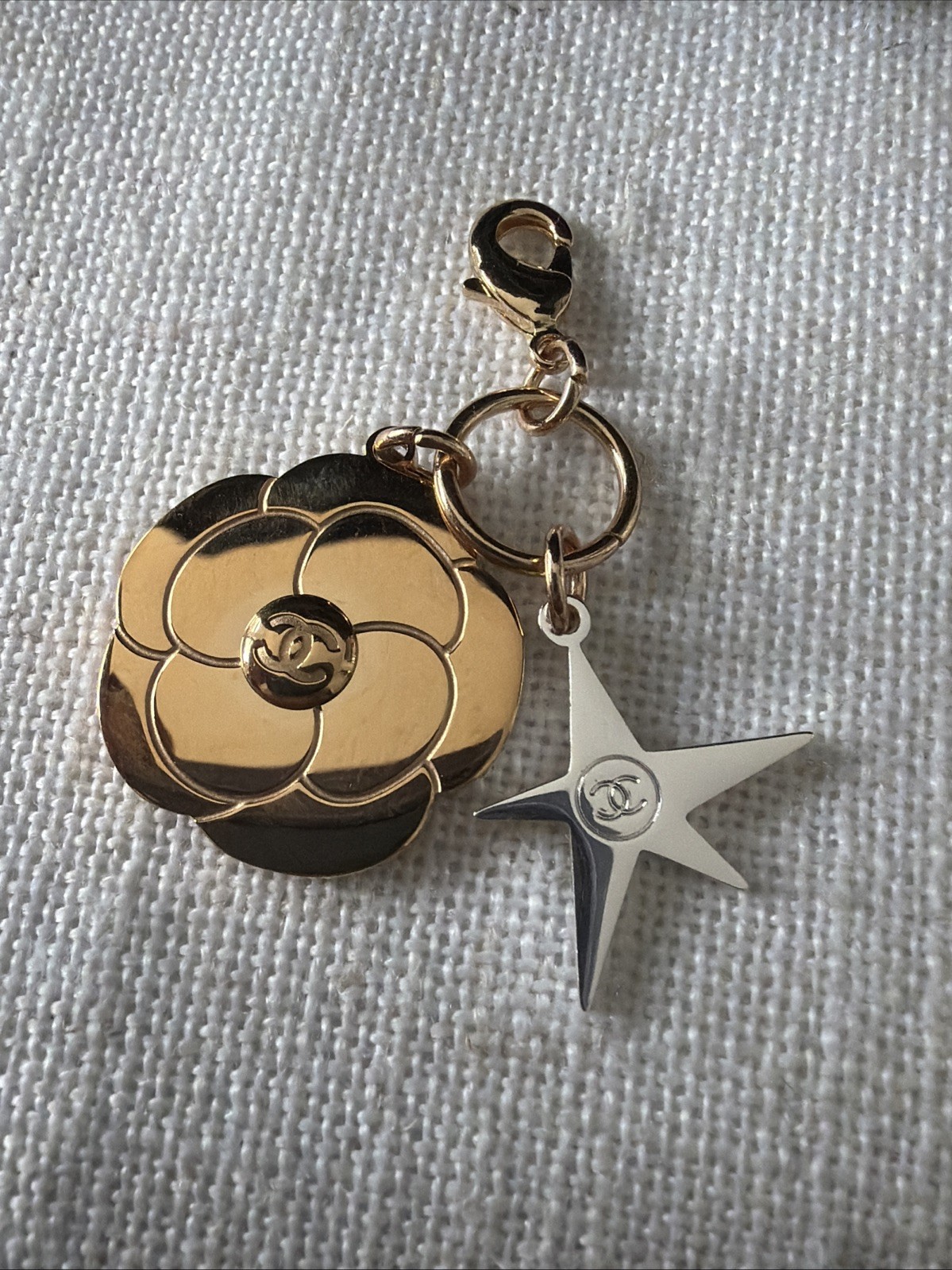 CHANEL Authentic Bag Charm CC Holiday Flower Star Chic Keychain