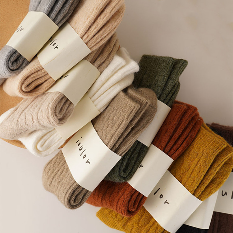 5 Pairs Wool Crew Design Knit Thick Soft Warm Fuzzy Color Girl Women Boots Socks
