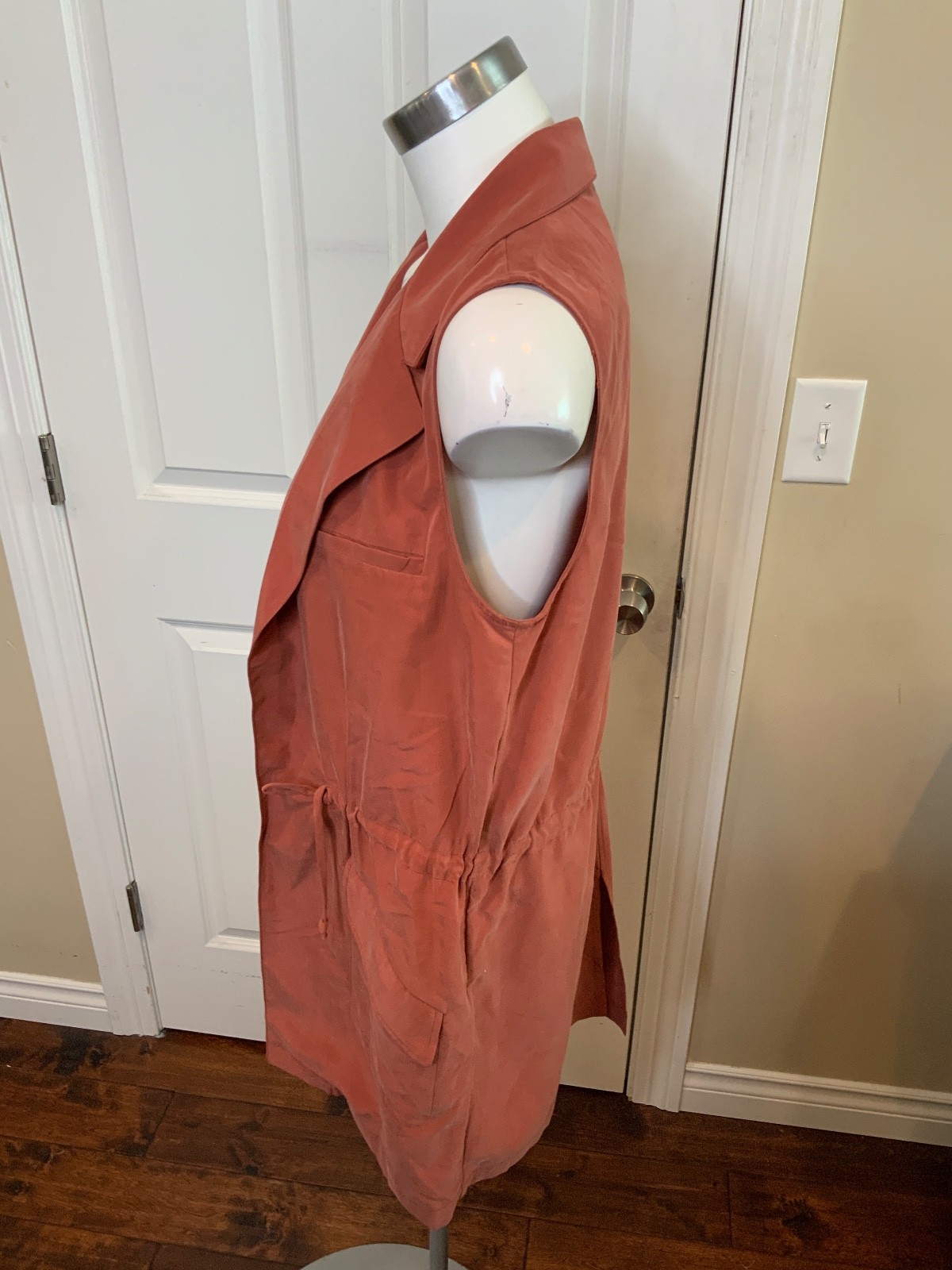Elevenses Anthropologie Brick Red Open Front Vest, Size M