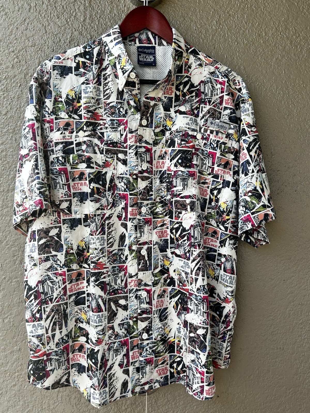 Columbia Mens Star Wars Super Tamiami PFG Short Sleeve Shirt Size M