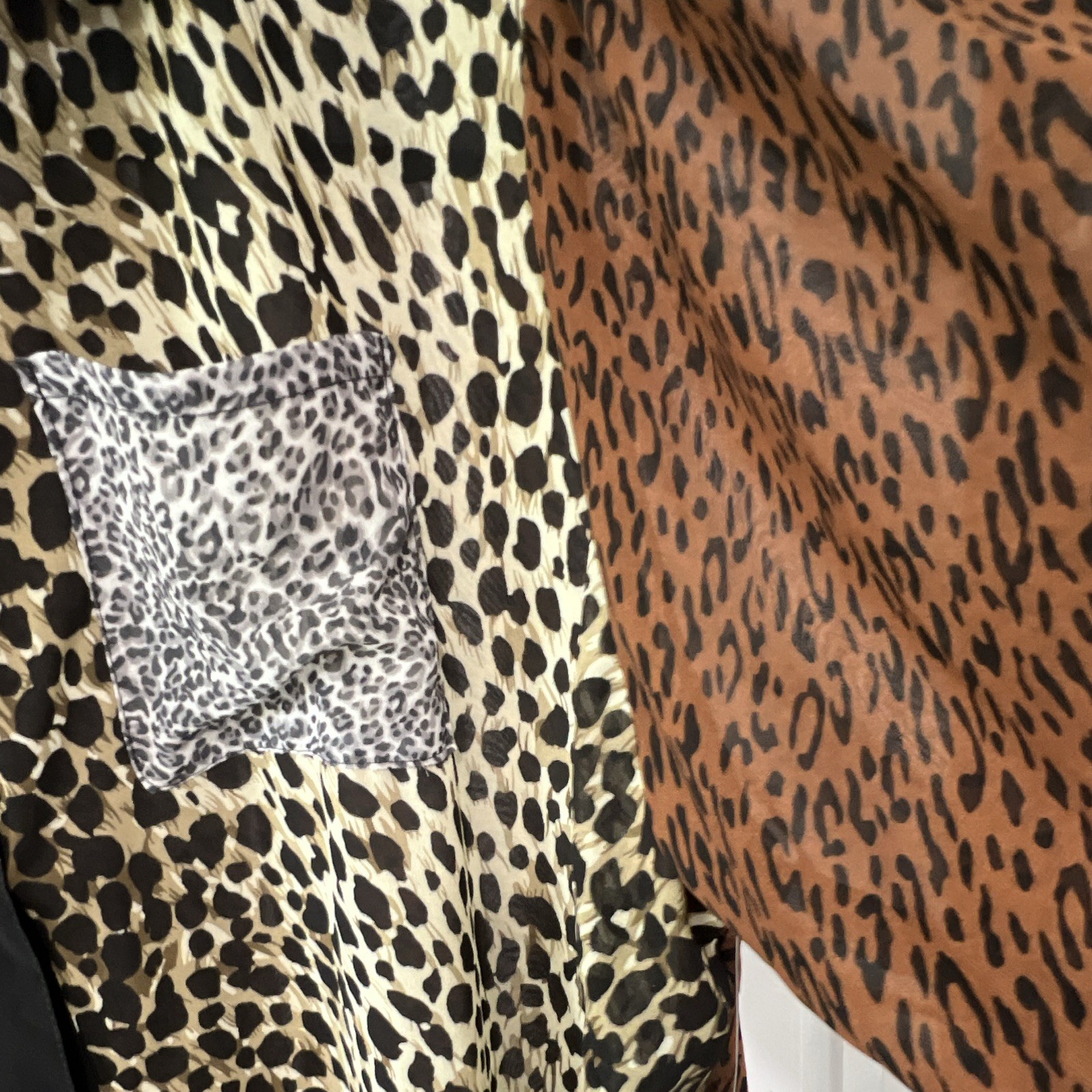 Bongo Plus Women Plus 3X Multicolor Animal Print Sheer Chiffon Button-Up