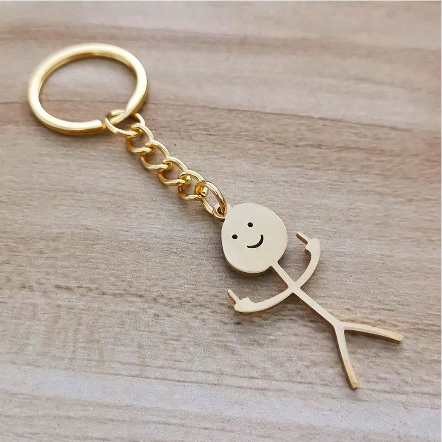 1 pc graffiti stainless steel keychain – fun pendant accessory for bags & keys
