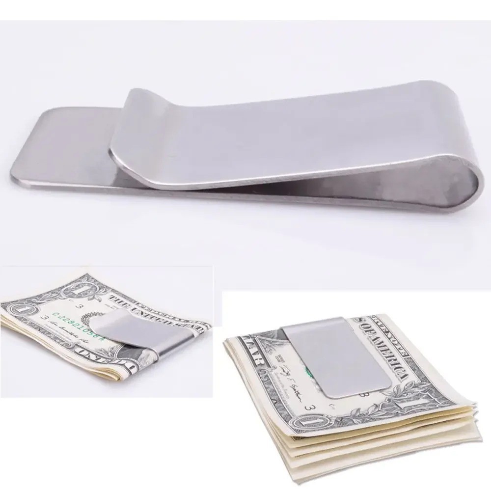 2 Pack Stainless Steel Money Clip Slim Silver Cash Holder Pocket Bill Clip