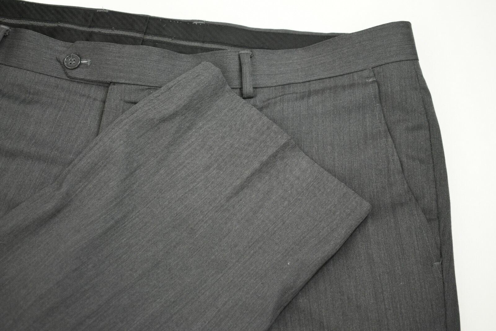 Combatant Gentlemen Gray 2 Button & Hook Front Flat Front Slash Pocket Pants 40R