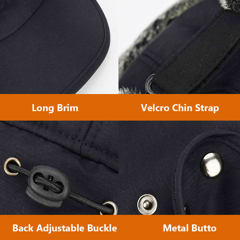 Men Winter Trapper Hat Fur Ear Flap Warm Aviator Cap Face Mask Windproof Thermal