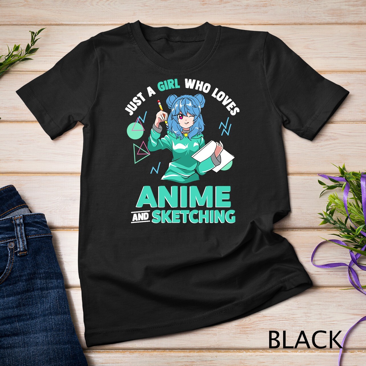 Just A Girl Who Loves Anime and Sketching Drawing Art Gift Unisex T-shirt