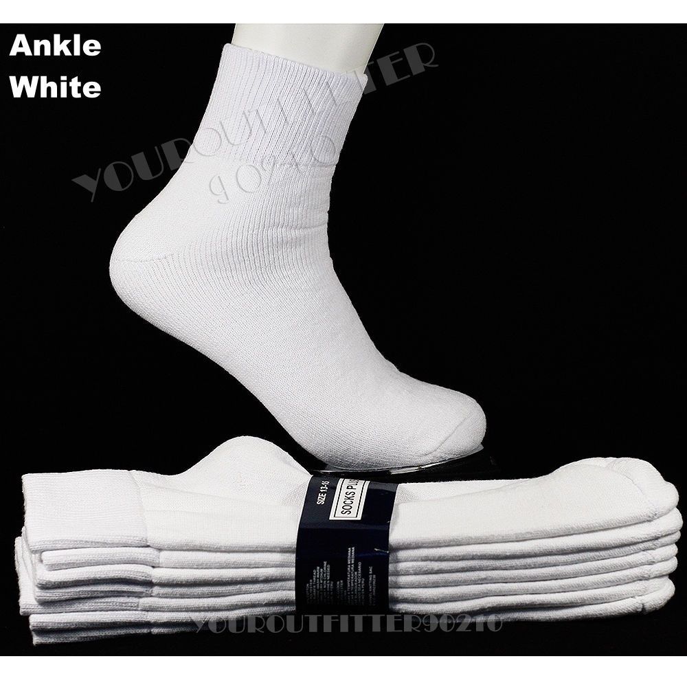 9-11 Women 10-13 10-15 Men Heavy Cotton Socks Lot Sports Crew Anklet Low Cut