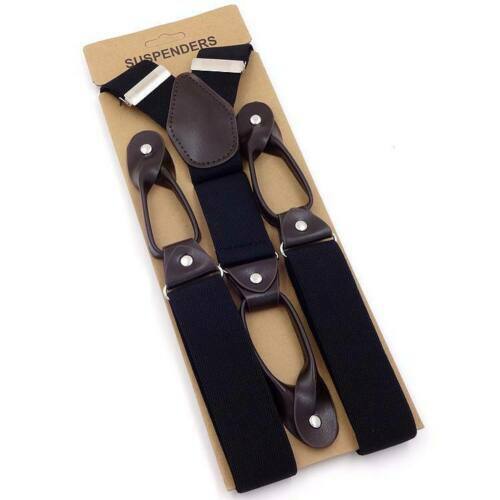 USA Sales!1 pc Button Holes Link Men’s Suspenders Black Adjustable #241119