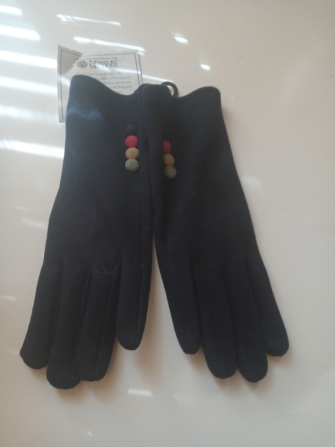 Women’s Gloves Smart Technology Touchscreen Compatible Four Button Detail Navy