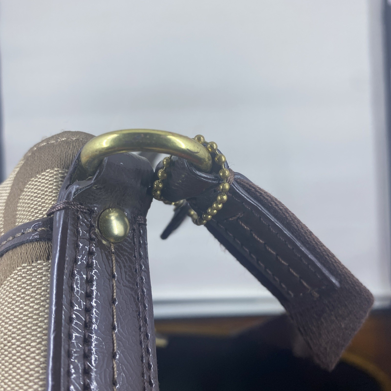 Coach Signature Stripe Shoulder Bag Crossbody Swingpack Brown