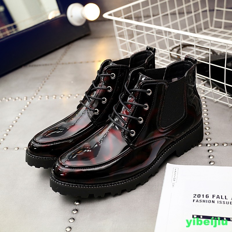 Men’s Shiny Leather High Top Ankle Boos Chukka Pointed Toe Dress Business Shoes