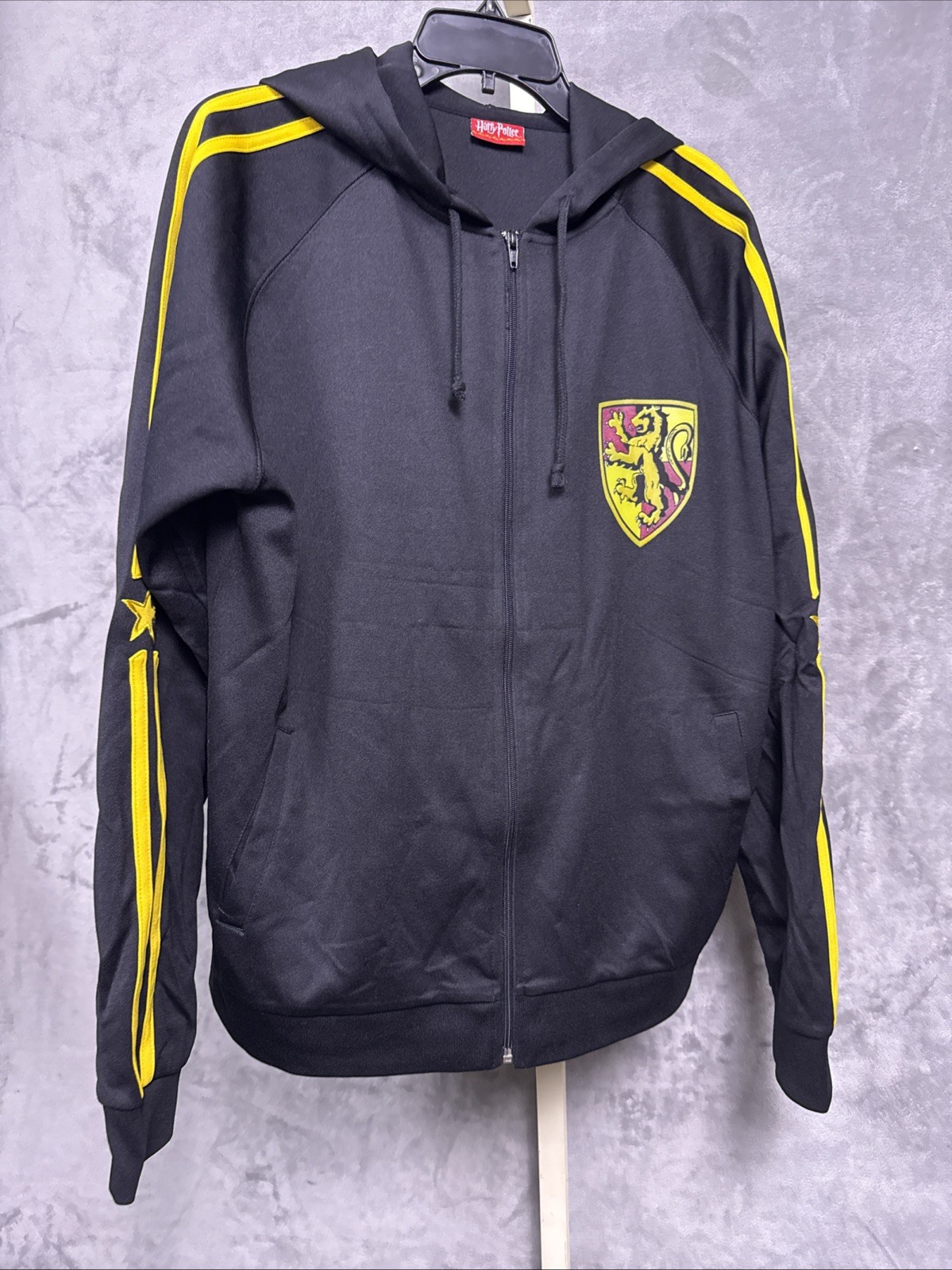 Harry Potter Gryffindor Black Full Zip-Up Athletic Jacket Sz XL Embroidered Y2K
