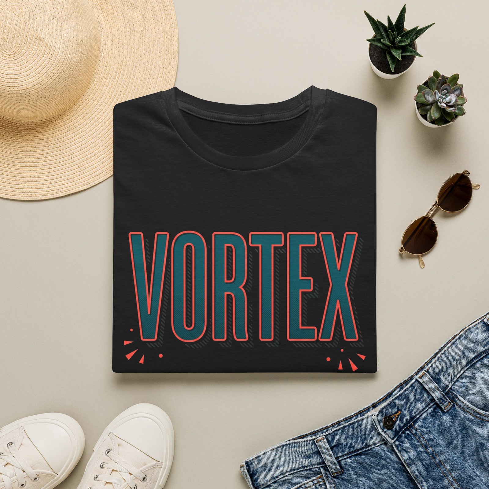 VORTEX T-Shirt | Retro Outline Text, Graphic Tee