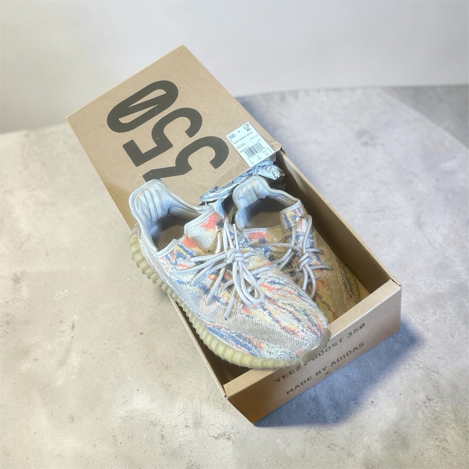 adidas Yeezy Boost 350 V2 Low Top MX Oat Multicolor Knit Sneaker GW3773