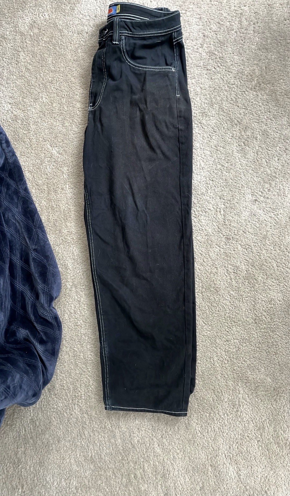 Empyre Men’s Black Dark Wash Straight Leg Denim Jeans Cotton 5-Pocket Logo