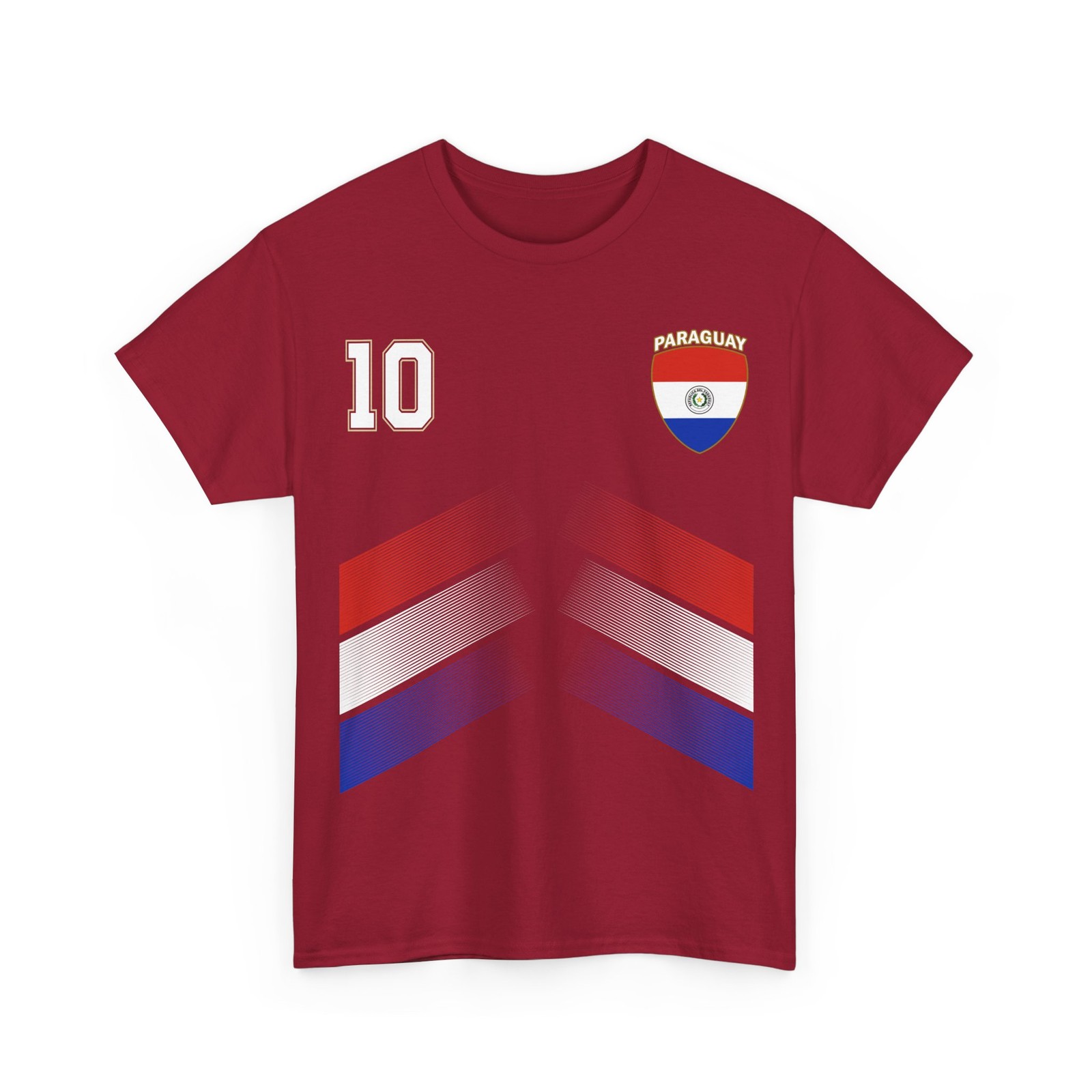 Paraguay Soccer T-Shirt, Paraguayan Flag Soccer Jersey Number 10 Shirt