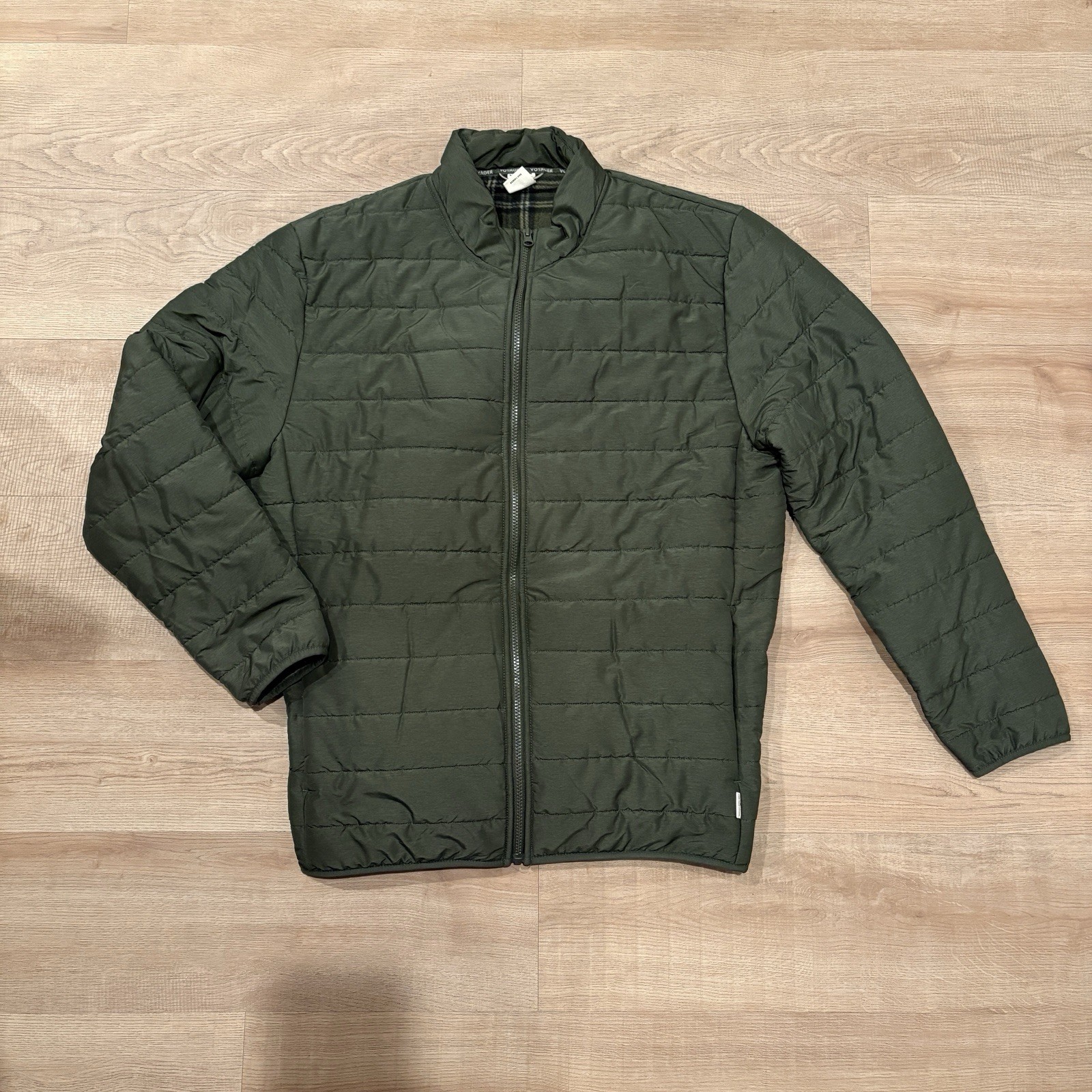 Voyager Men’s Quilted Polar Fleece Lined Olive Green Puffer Jacket Size XL