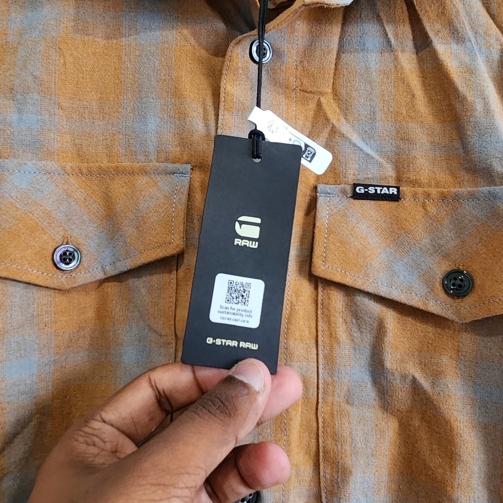 G-Star RAW Marine Slim Shirt BNWT Brown Diamond Denim M Mens Long Sleeve £120