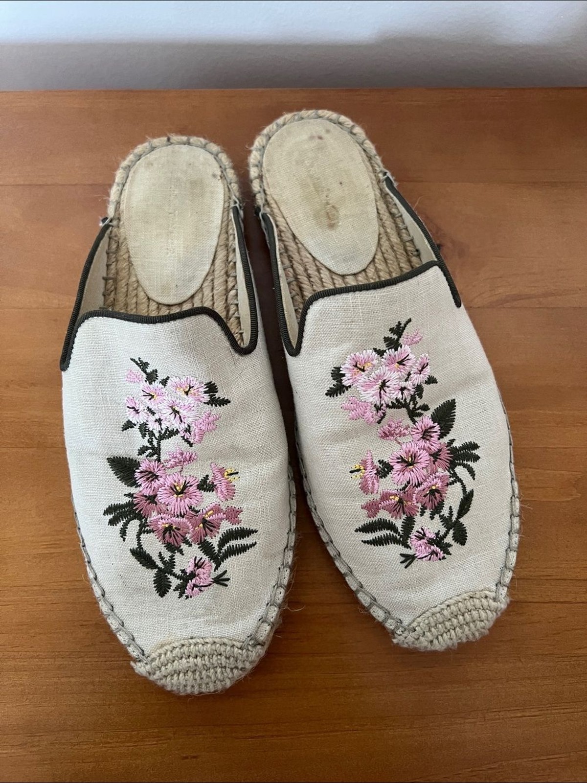 Ann Taylor Embroidered Pink Floral Slip-On Espadrilles for Women, 7M