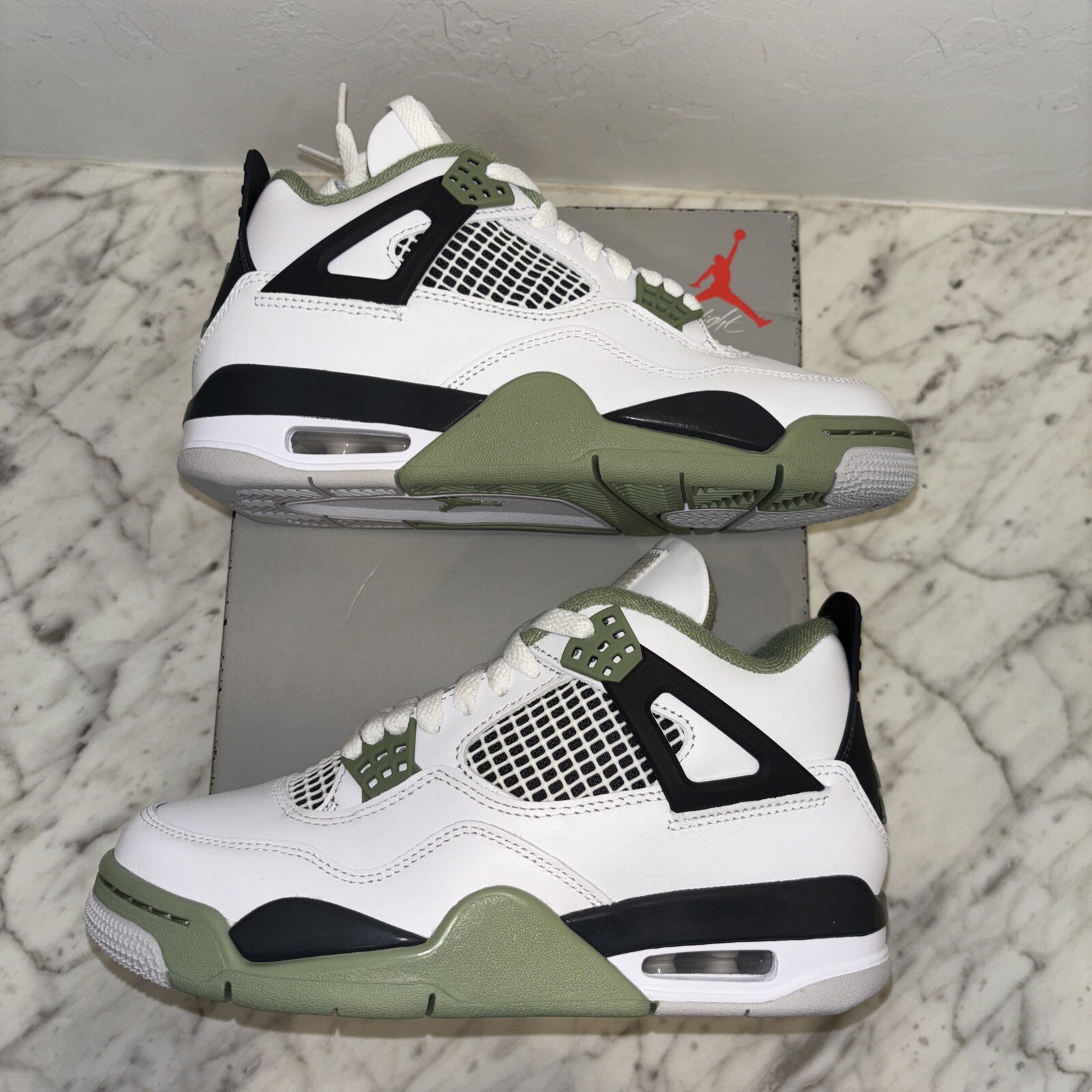 Jordan 4 Seafoam Retro 6.5 Women / Men 5 AQ9129-103 NEW Oil Green Dark Ash Grey