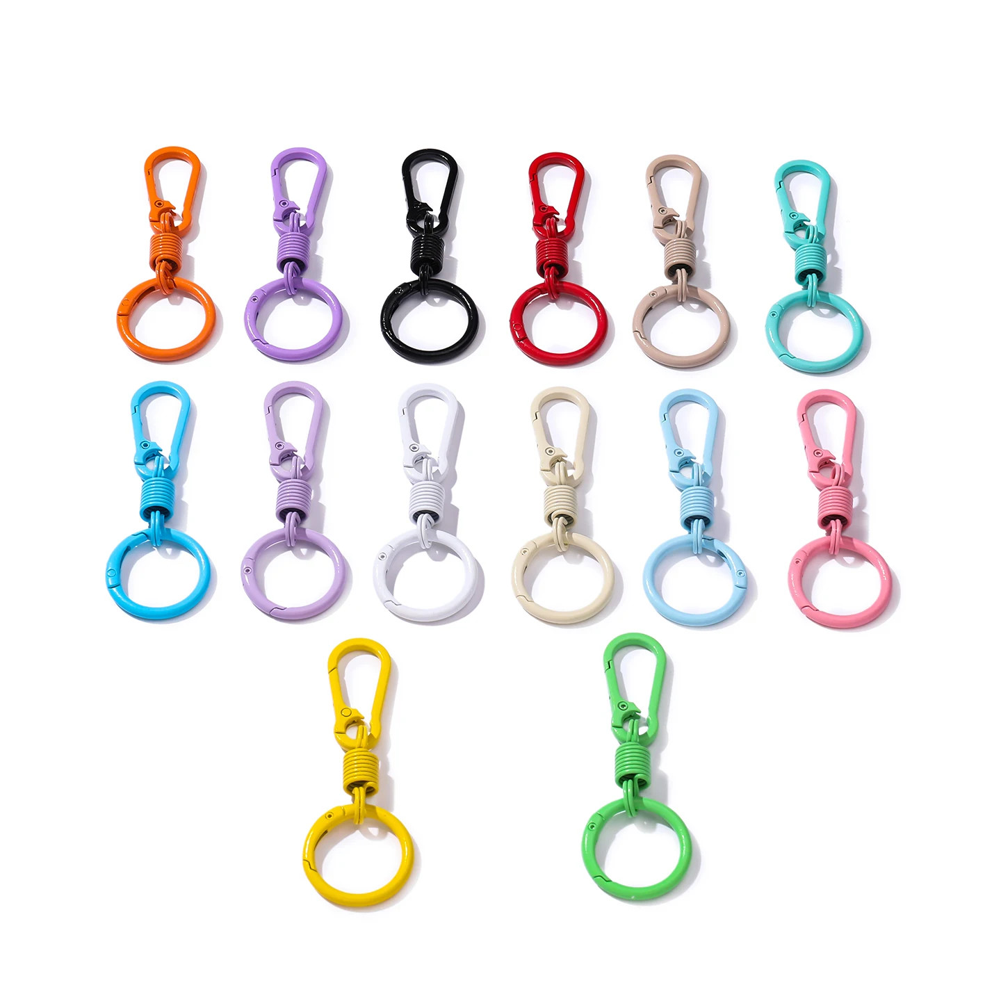 1Pc Colorful Spring Keychain Cute Key Ring Holder Carabiner Buckle for DIY Jewel