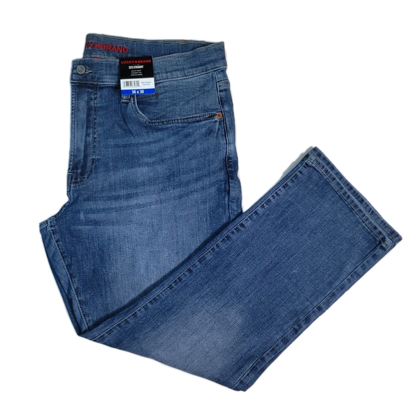 Lucky Brand Mens 223 Straight Stretch Classic 5-Pocket Lt Blue Denim Jeans 36×30
