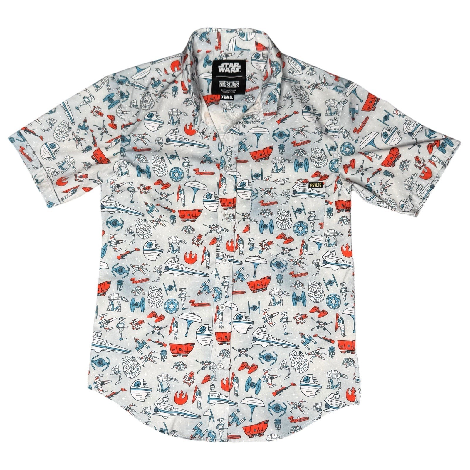 Star Wars RSVLTS Cartoon Ships SDCC 2025 Exclusive Button Up Size XS