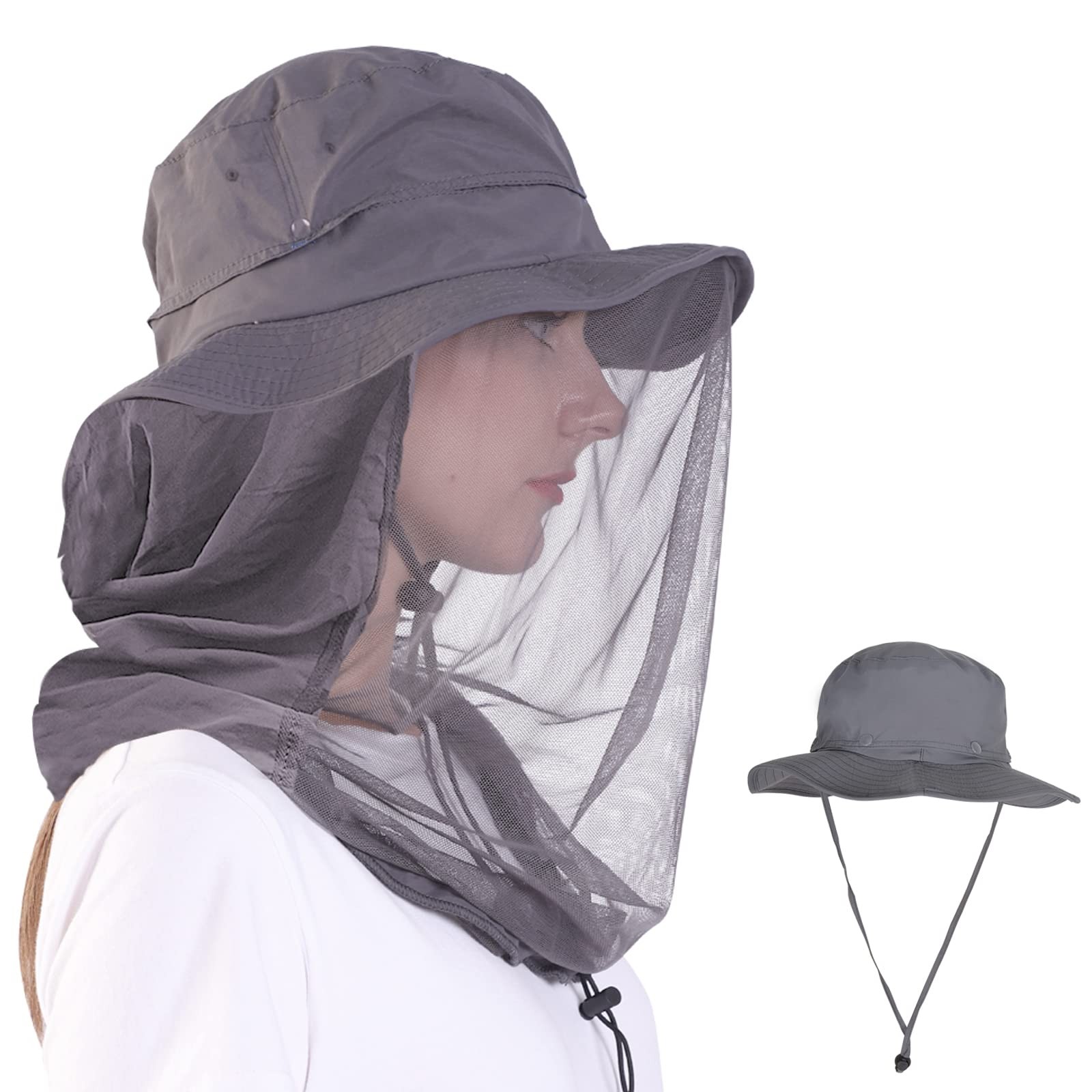 Mosquito Net Hat Upgradeed Safari Sun Hats with Neck Flap & Hidden Netting fo…