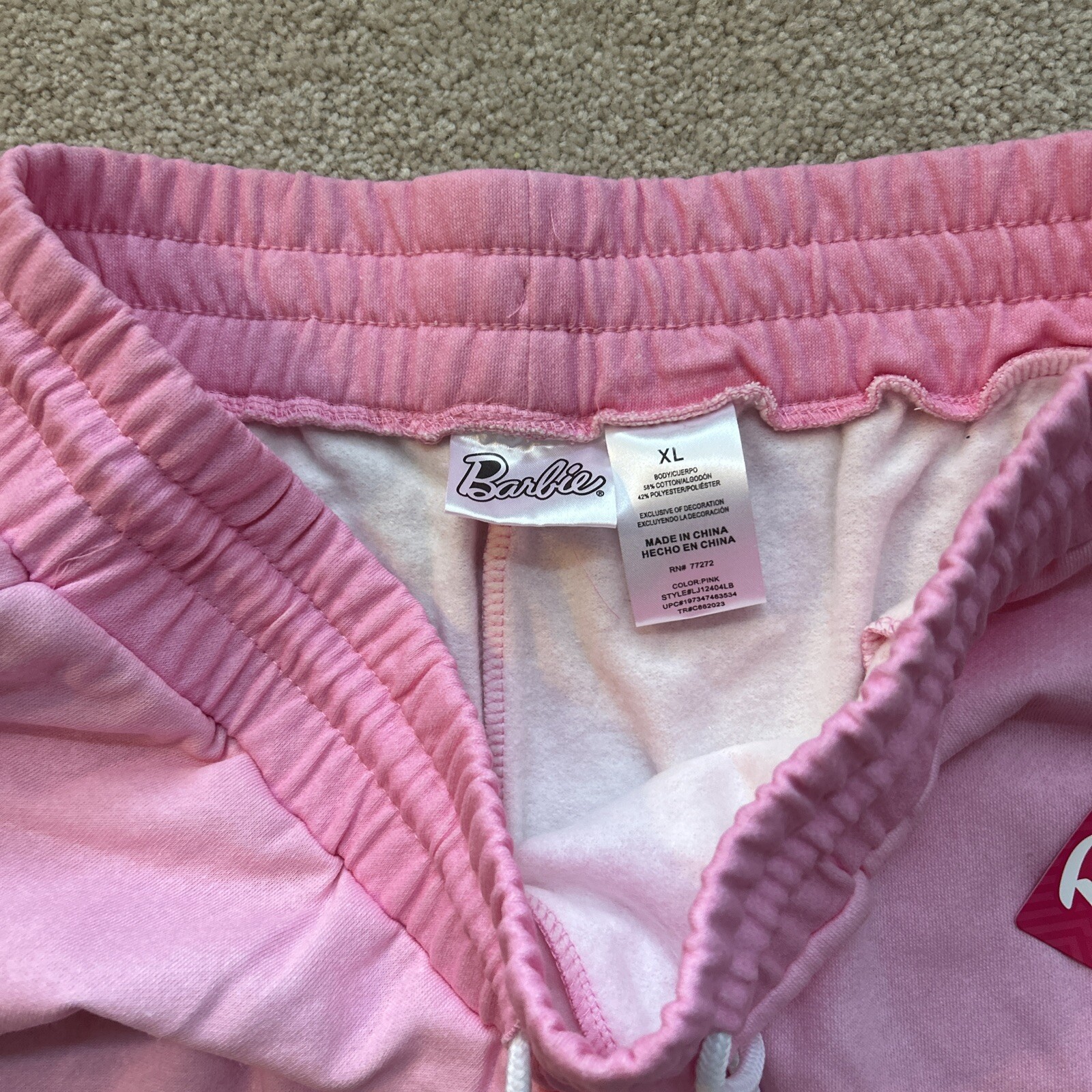 Barbie Sweatpants Joggers Juniors Pink X-Large NEW With Tags XL