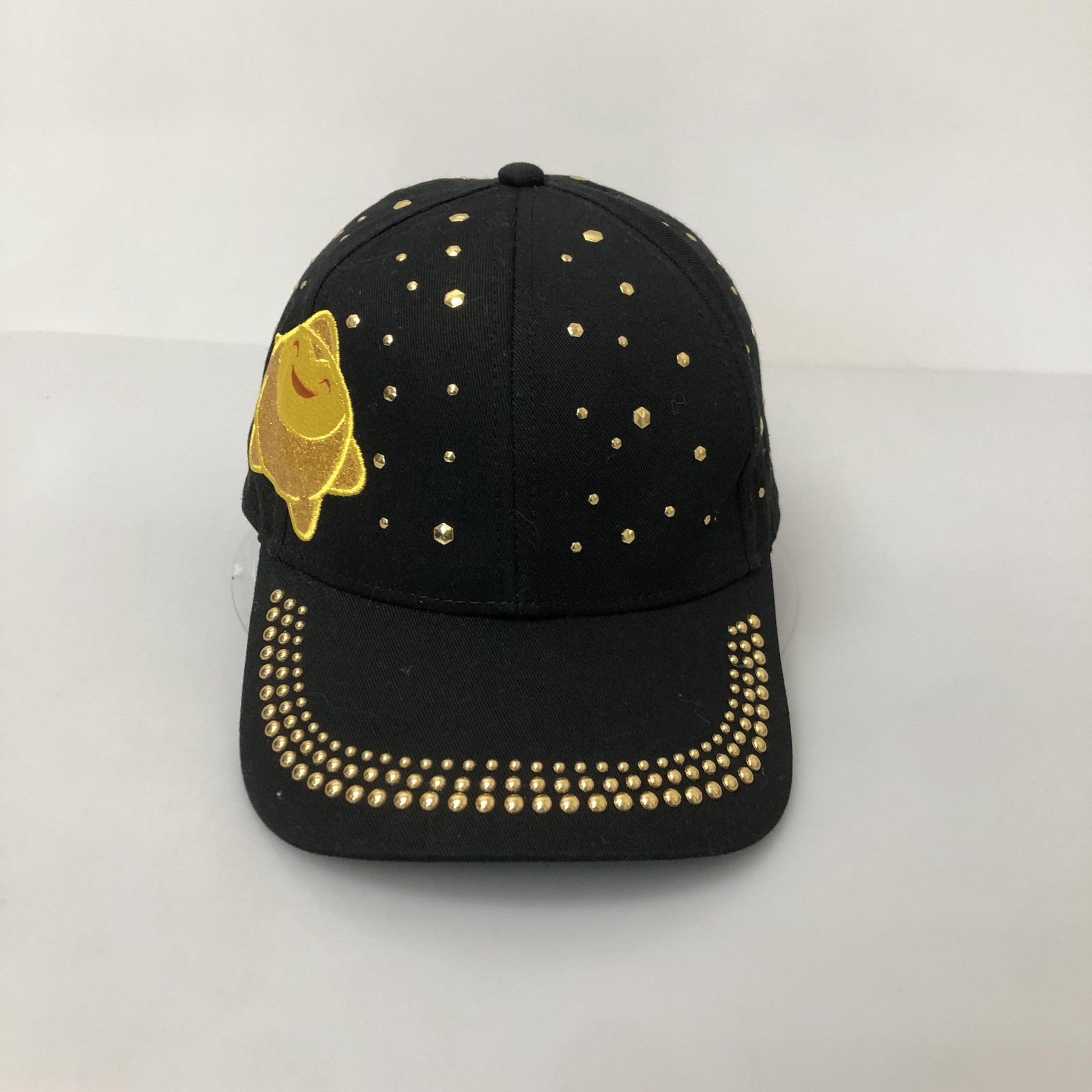 Disney Gold Star Hat Cap Black Studded Strap Back Adjustable One Size Womens
