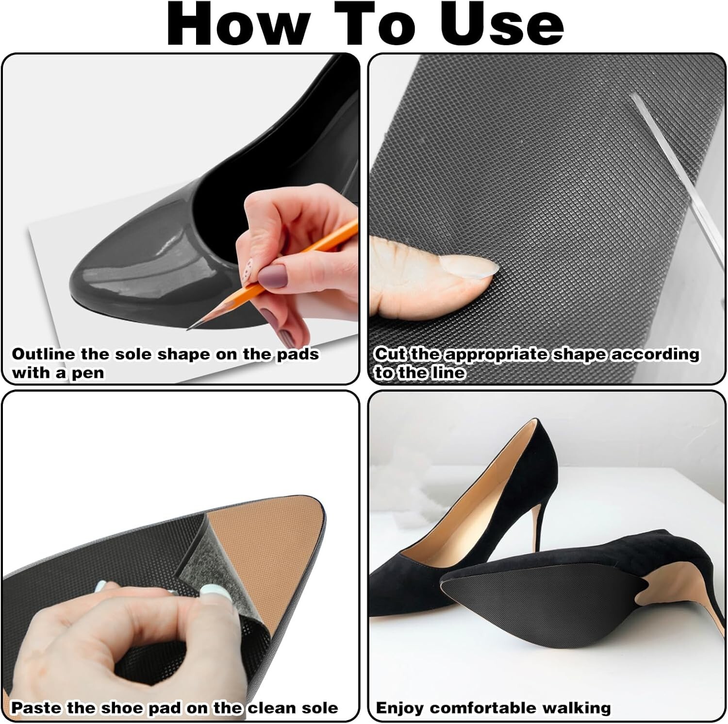 4 Pack Non-Slip Shoe Sole Protector Shoe Bottom Pads Anti Slip Shoe Grips