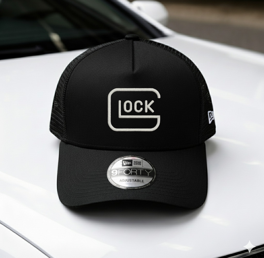 Glock 9FORTY Logo Embroidered Mesh Trucker Hat Adjustable Gun Cap