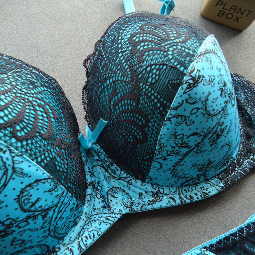 Sexy Foral Lace Push Up Bra Sets Extreme Padded Lingerie Panties Set B C D DD E